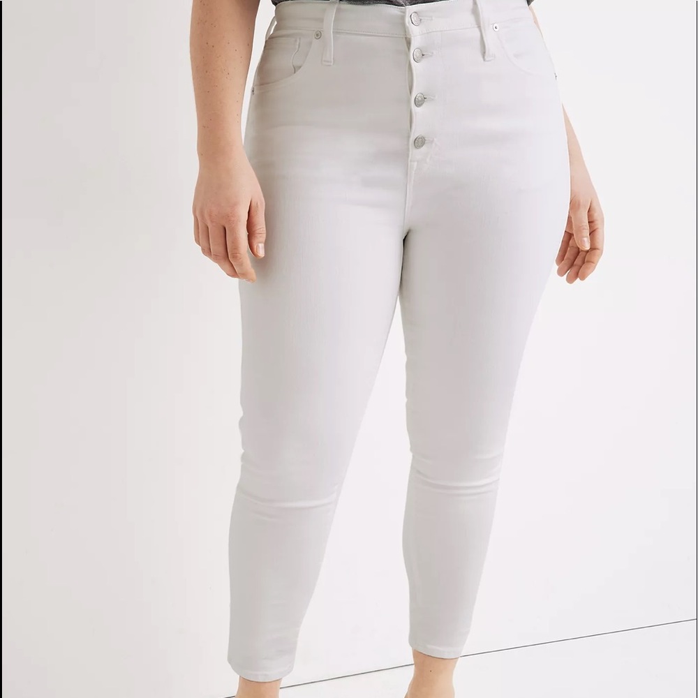 Madewell 10" High Rise Crop Skinny Button White 22